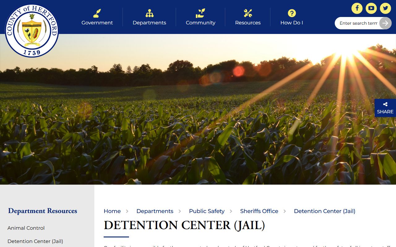 Hertford County Detention Center inmate information and jail capacity page